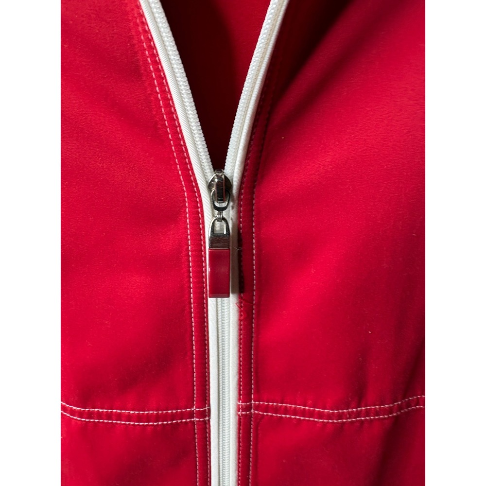 Allison Daley Petite Red Zip Up Jacket White Contrast Piping Size 12P - Picture 5 of 8